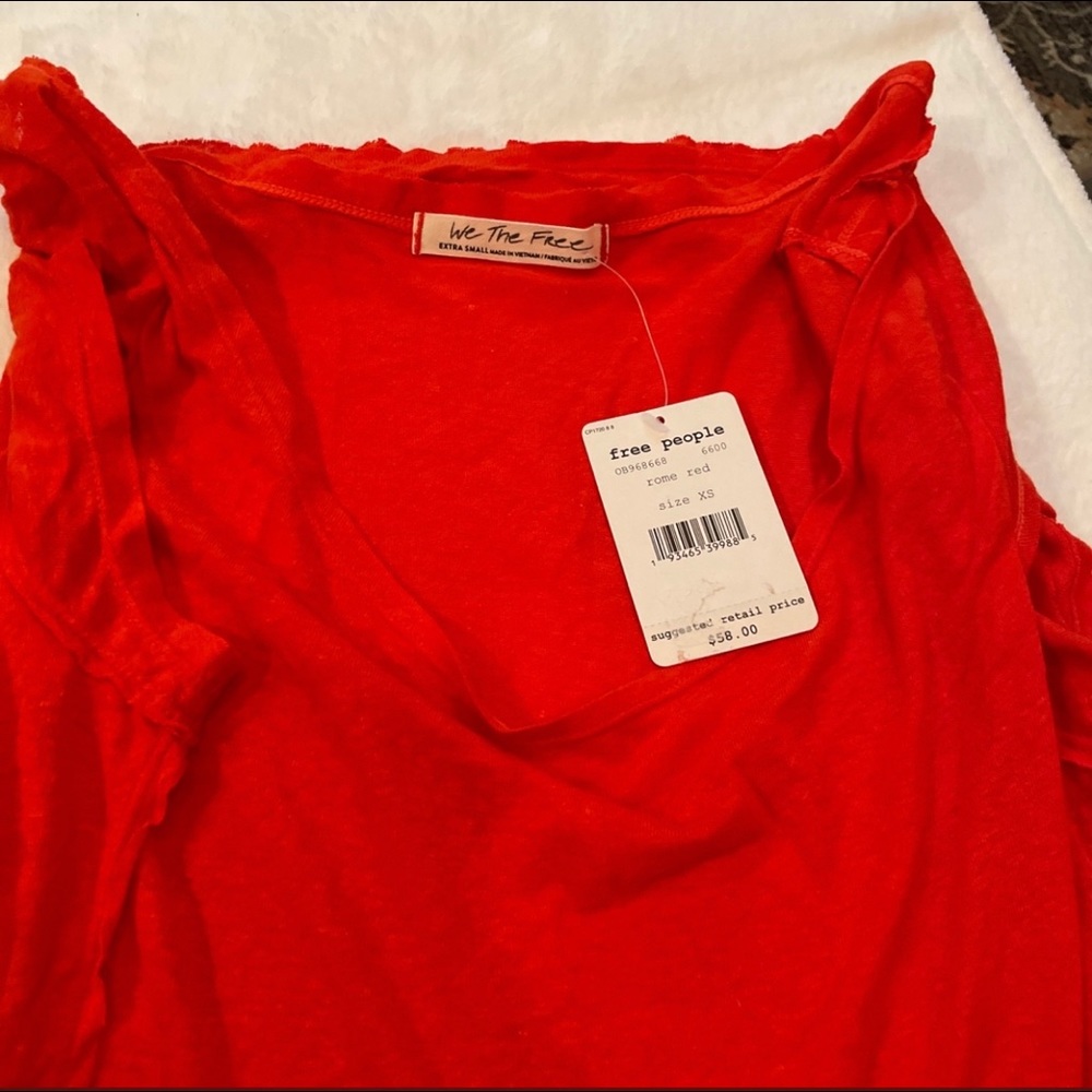 Free People Womens June T-Shirt Rome Red - Picture 4 of 4